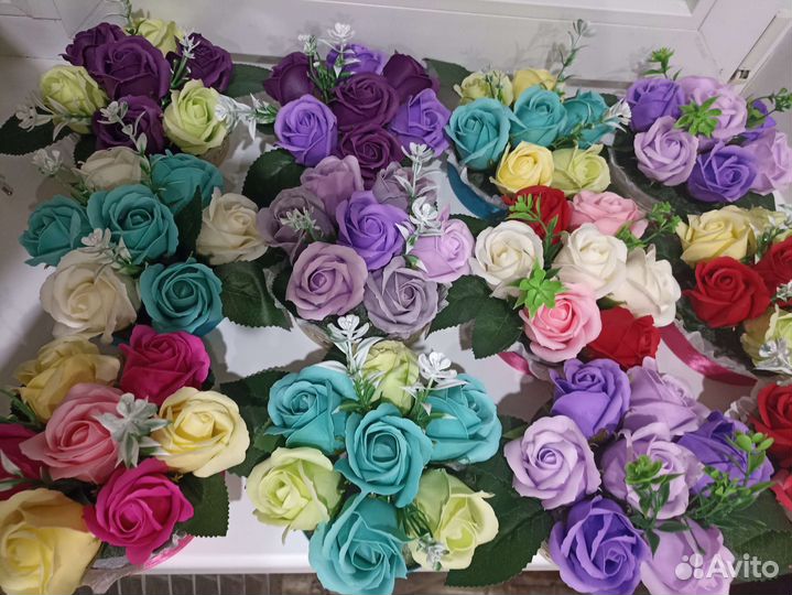 Мини букеты из мыльных цветов