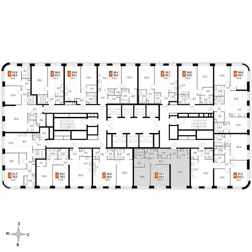 2-к. квартира, 82,5 м², 35/49 эт.