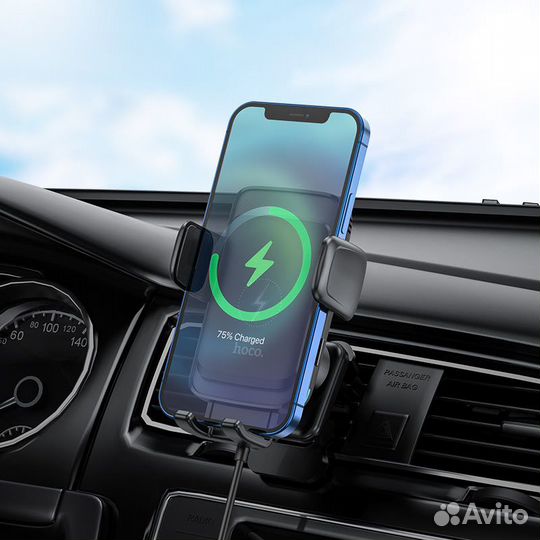 Держатель с беспроводной зарядкой Hoco S35