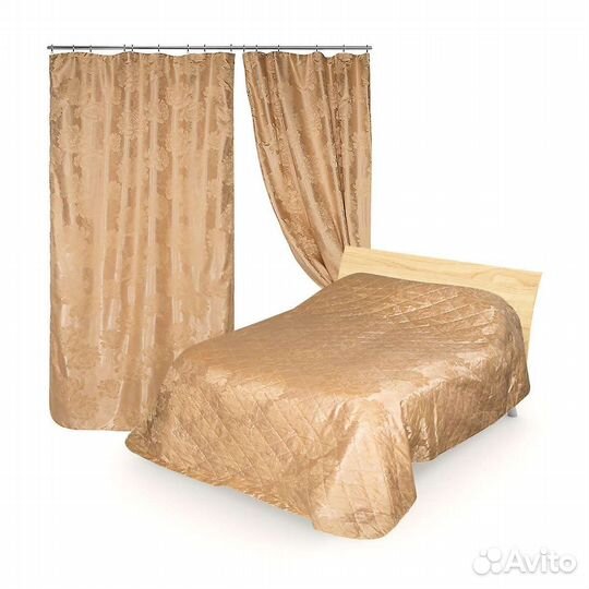 Комплект:покрывало 2сп + шторы новый