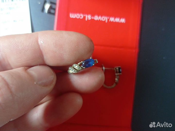 Серьги серебро с сапфиром