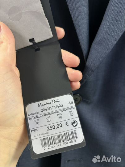 Пиджак Massimo dutti 100% шерсть, новый с биркой