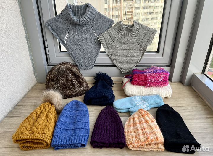 Шапка шарф снуд варежки перчатки манишка