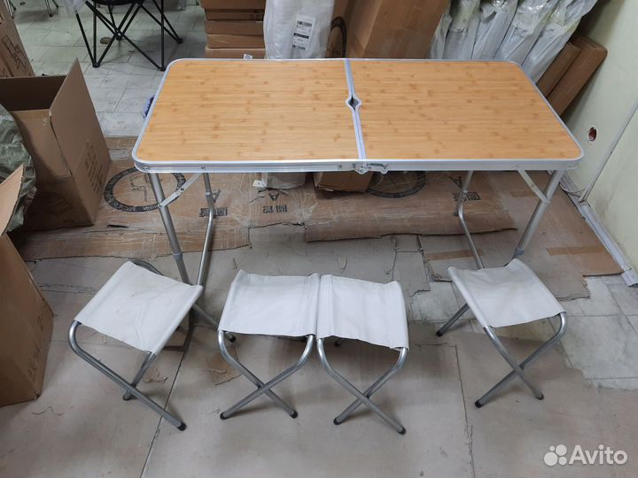 Стол складной туристический 120см с табуретами