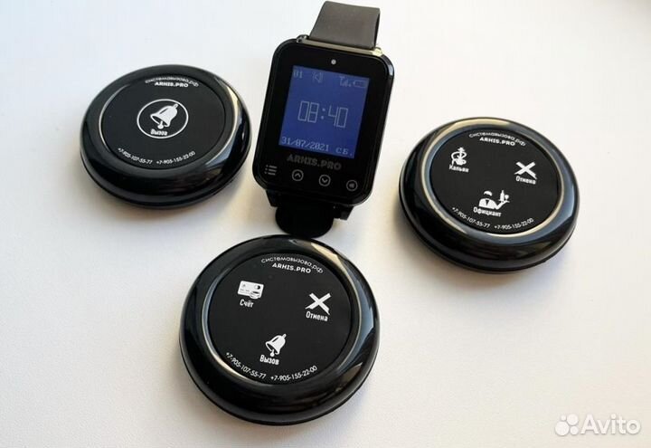 Кнопка вызова официанта Ультра IP67 и часы IP65