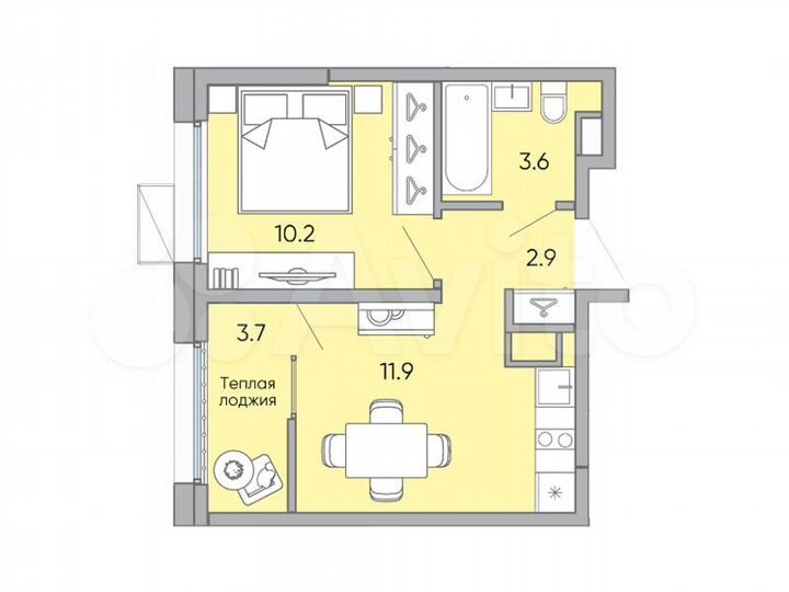 1-к. квартира, 32,3 м², 16/18 эт.