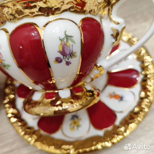 Чайная пара Meissen красная