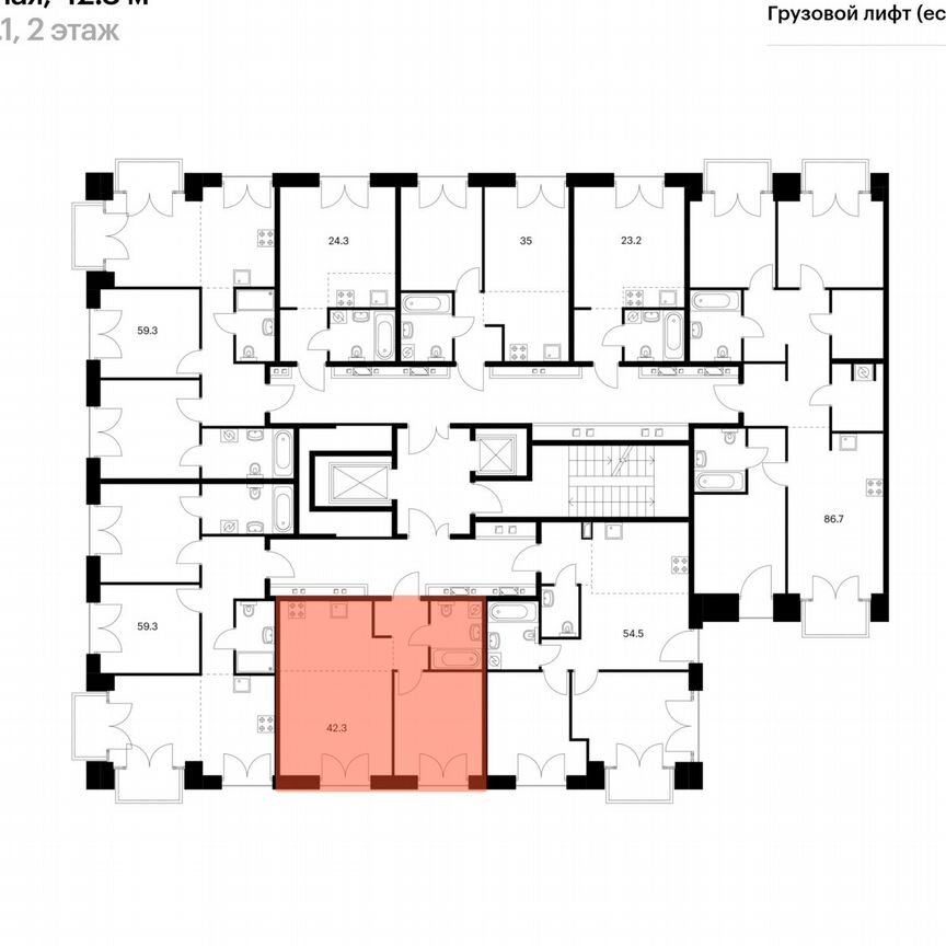 1-к. квартира, 42,3 м², 5/7 эт.