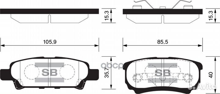 Колодки тормозные дисковые задние SP2111 Mits L