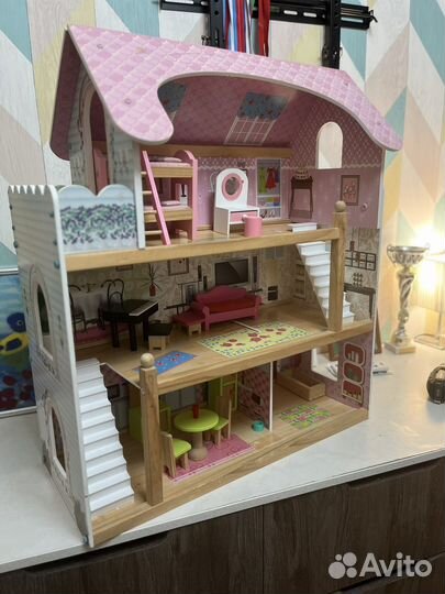 Кукольный игрушечный домик для Барби с мебелью
