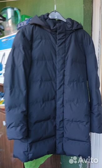 Uniqlo мужской пуховик т-синий L зимний теплый