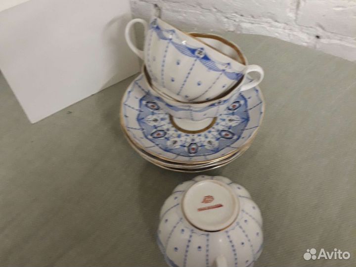 Костяной фарфор. Чайные пары 4 шт