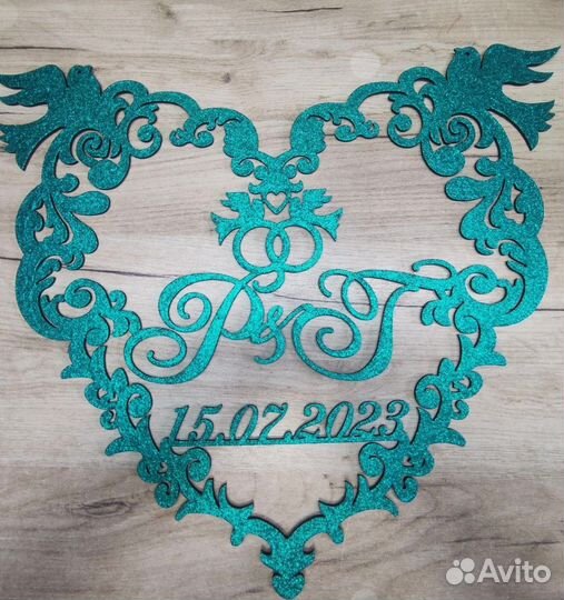 Монограмма на свадьбу из акрила, дерева