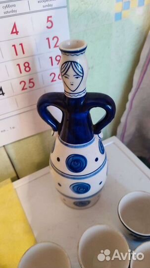 Гжель штоф и 6 стопок