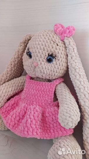 Плюшевый зайка,ручная работа, вязаные игрушки