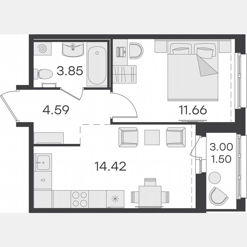 1-к. квартира, 36 м², 14/15 эт.