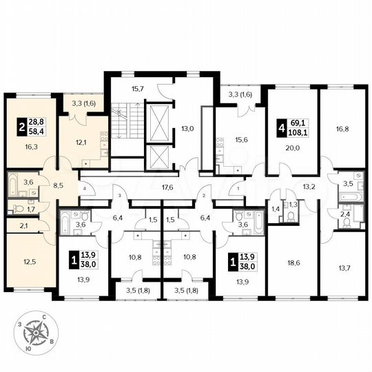 2-к. квартира, 58,4 м², 5/24 эт.
