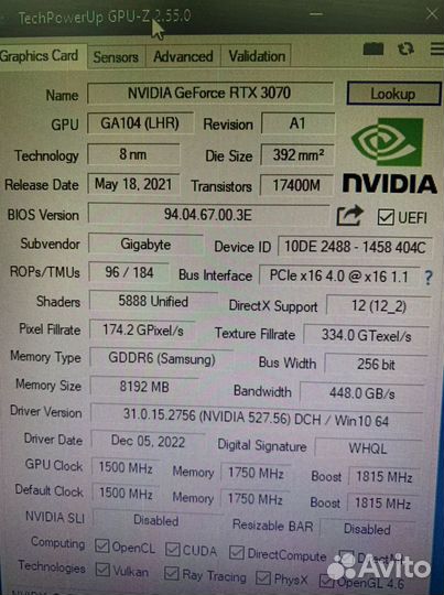 Rtx 3070 8gb gigabyte