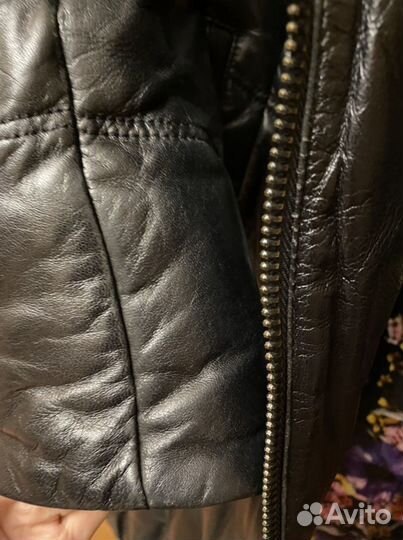 Пуховик женский кожаный