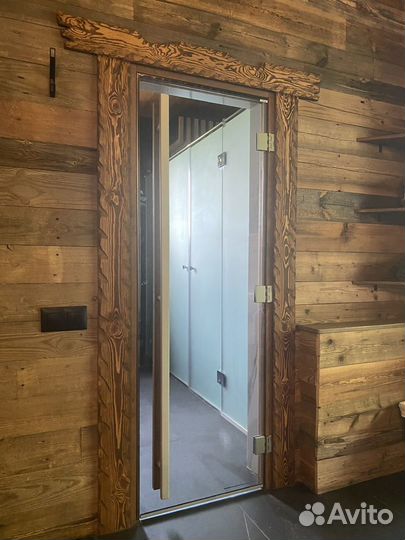 Дверь стеклянная для бани сауны банная Doorwood