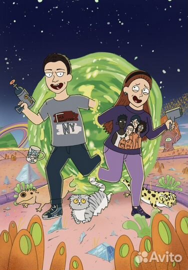 Рисунок Рик и Морти на заказ