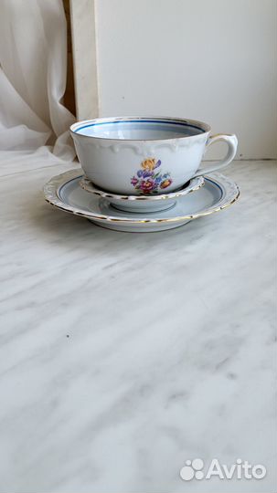 Чайная пара с розеткой, кахла, период СССР