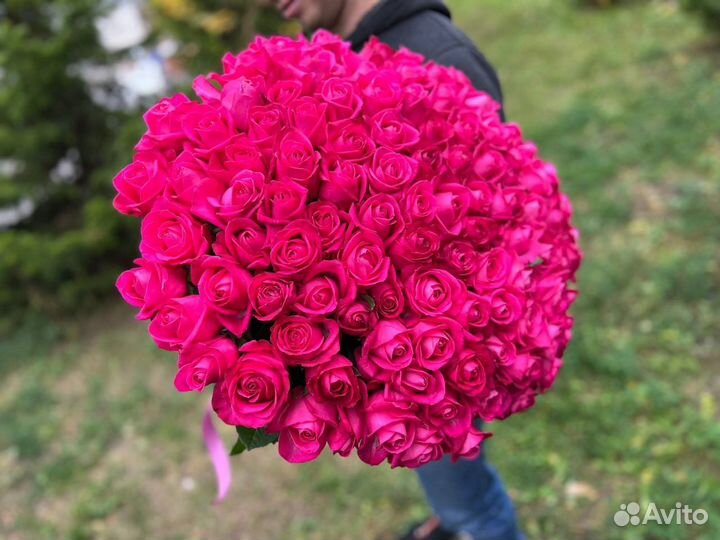 Цветы роза 101 букет с доставкой/самовывоз