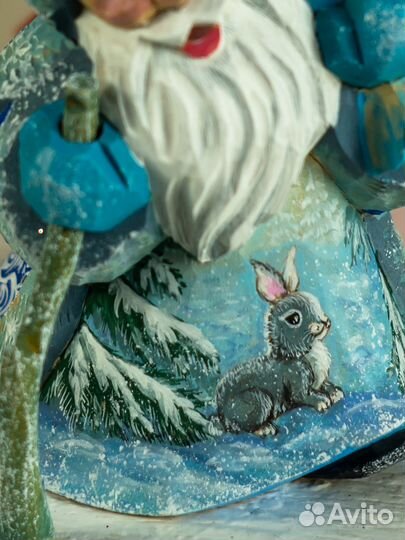 Дед Мороз деревянный с посохом