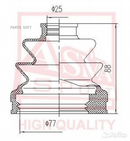 Asva asbt204 пыльник шрус (комплект без смазки) 25