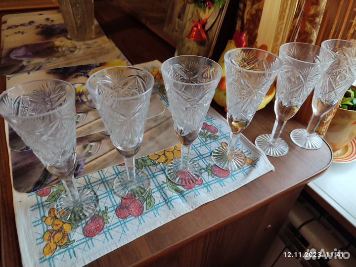 Фужеры хрустальные СССР высота 16.5 диаметр 6,5