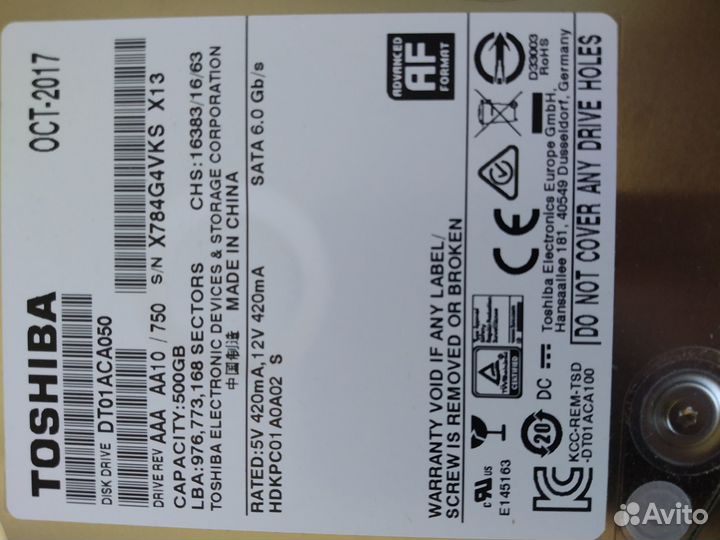 HDD Toshiba 500GB 3.5