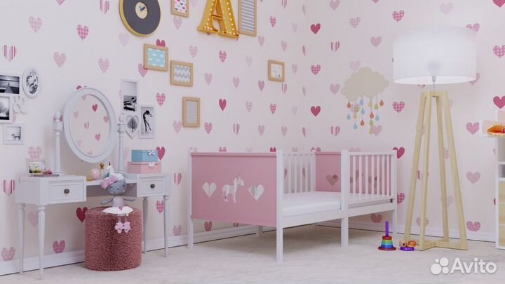 Кроватка с бортиком от 2х лет из массива Лисенок