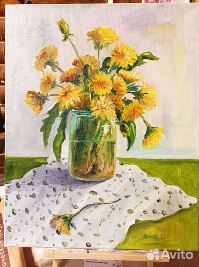 Картина маслом на холсте Одуванчики