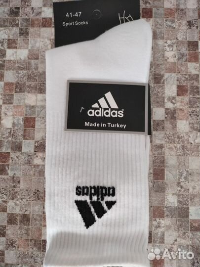 Носки Nike Adidas белые высокие