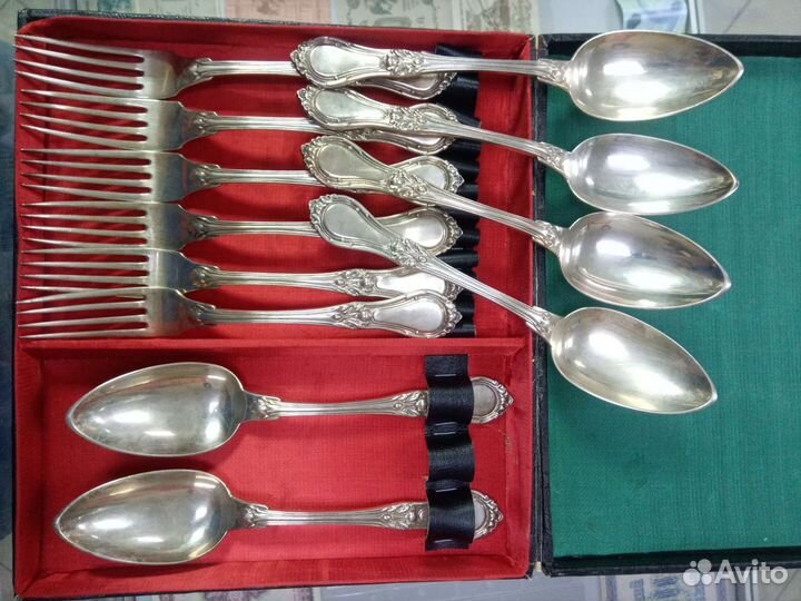 Столовый набор серебро 84 годовик на 6 персон