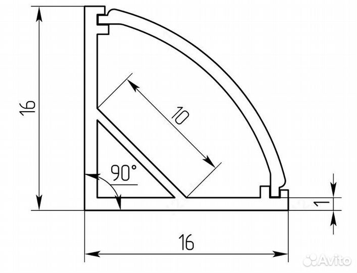 Профиль для светодиодной ленты угловой 2 метра