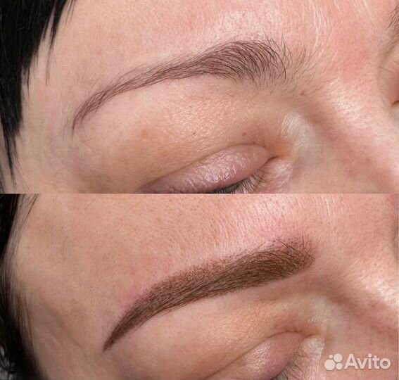 Перманентный макияж пудровые брови, губы