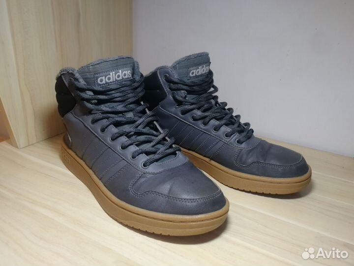 Adidas hoops 2.0 mid Grey утеплённые