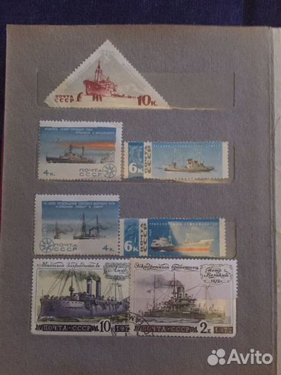 Альбом с марками ссср(корабли) 77 штук