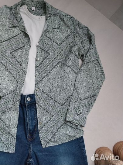 Женская рубашка 44 46 M Огурец c длинным рукавом