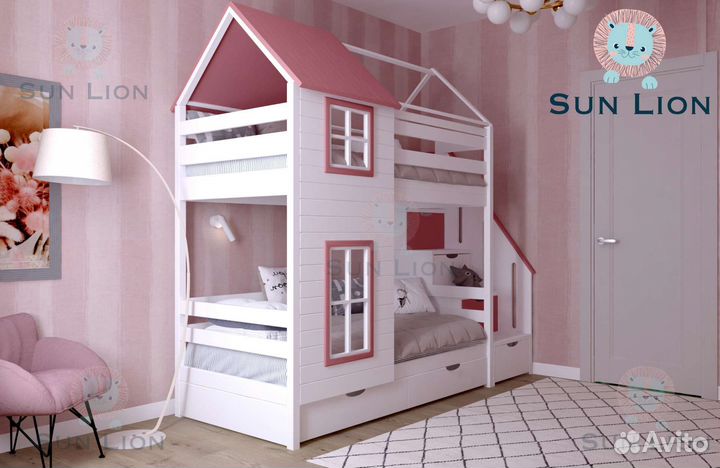 Двухъярусная кровать домик