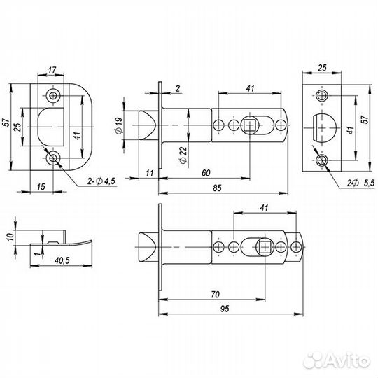 Защелка межкомнатная ajax 6082 вl-B фикс. черный