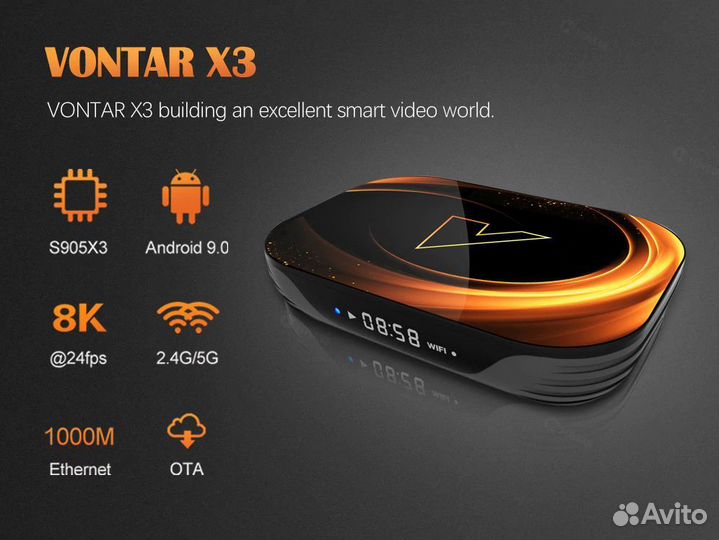 Vontar X3 (64/128GB, 8K) (Новая SmartTV приставка)