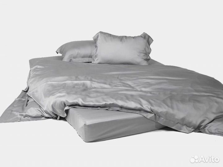 Постельное белье из тенселя серебро