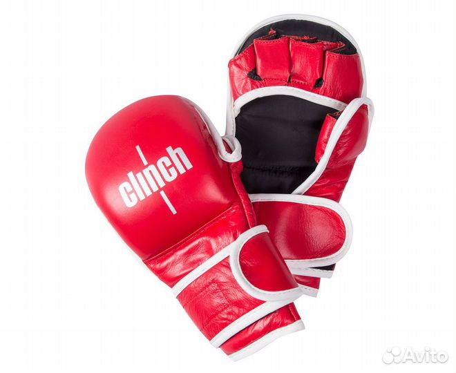 Перчатки для мма Clinch Union кожа красные (S)