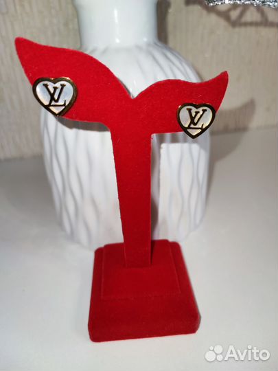 Серьги сердца гвоздики