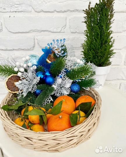 Фруктовница тарелочка для фруктов новогодняя декор