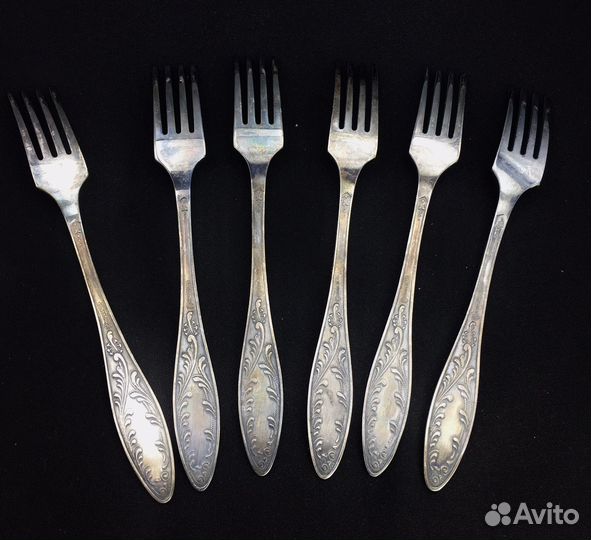 Вилки десертные мельхиор пламя
