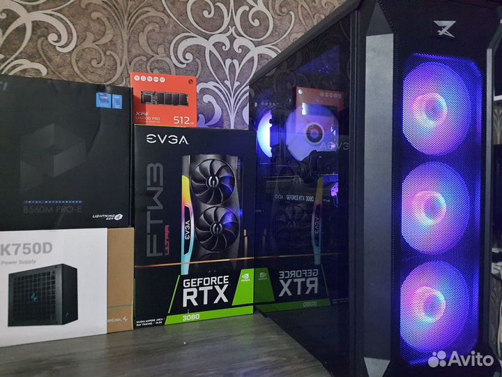 Мощный Пк evga RTX3080+Core i5-11400F/B560/32GB