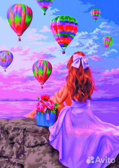 Алмазная мозаика 30x40 Девушка любуется полетом во